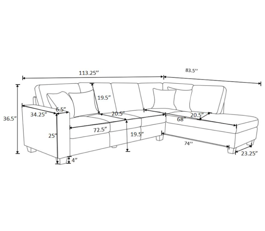 Whitson Cushion Back Upholstered Sectional Stone