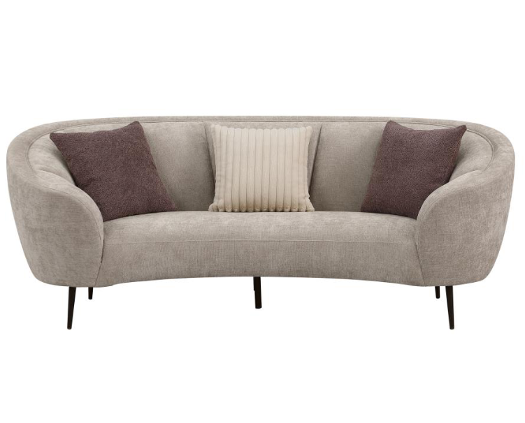 Ellorie Upholstered Channel Back Curved Sofa Beige