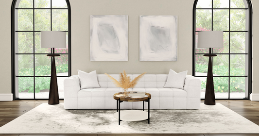 Everly 114" Extra Long Boucle Upholstered Sofa, Off White