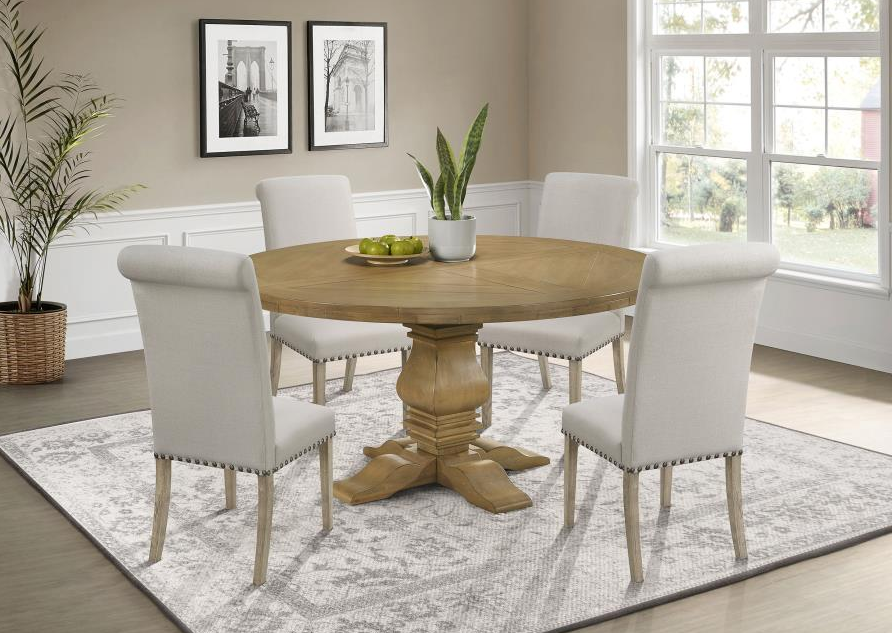 Florence 5-piece Round Dining Table Set Rustic Honey