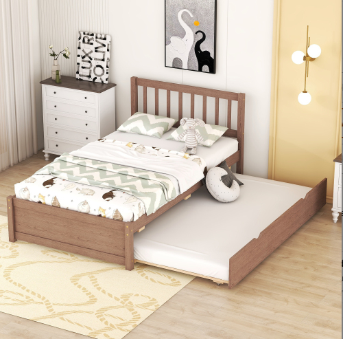 Ellis Wooden Twin Size Platform Bed Frame with Trundle