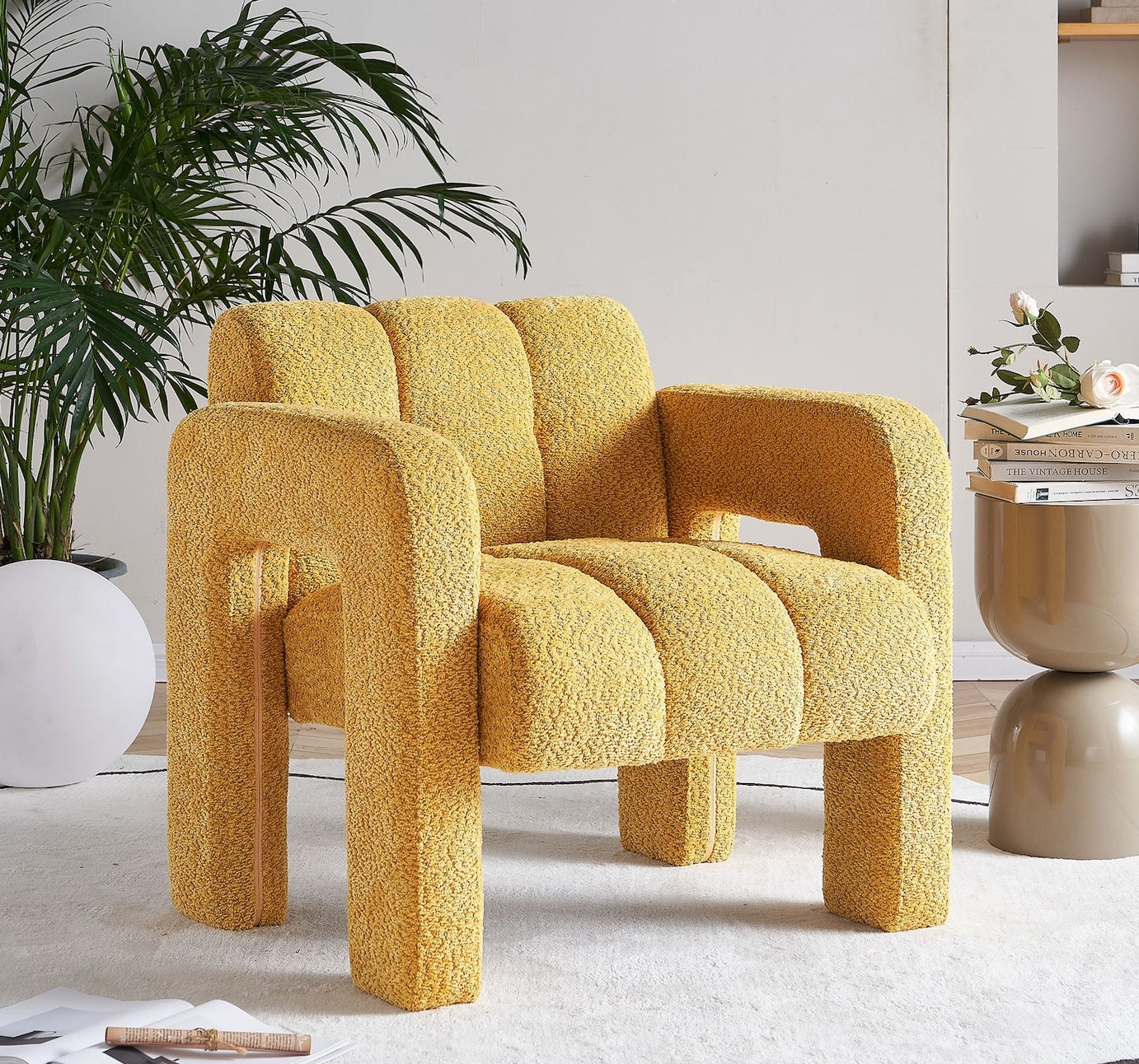 Billie 31.1" Wide Boucle Upholstered Living Room Chair - Yellow