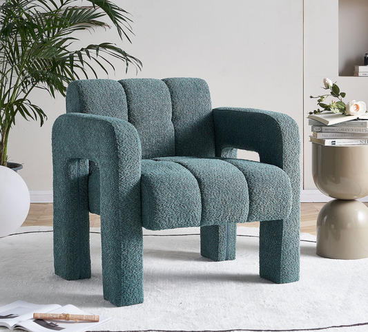 Billie 31.1" Wide Boucle Upholstered Living Room Chair - Teal