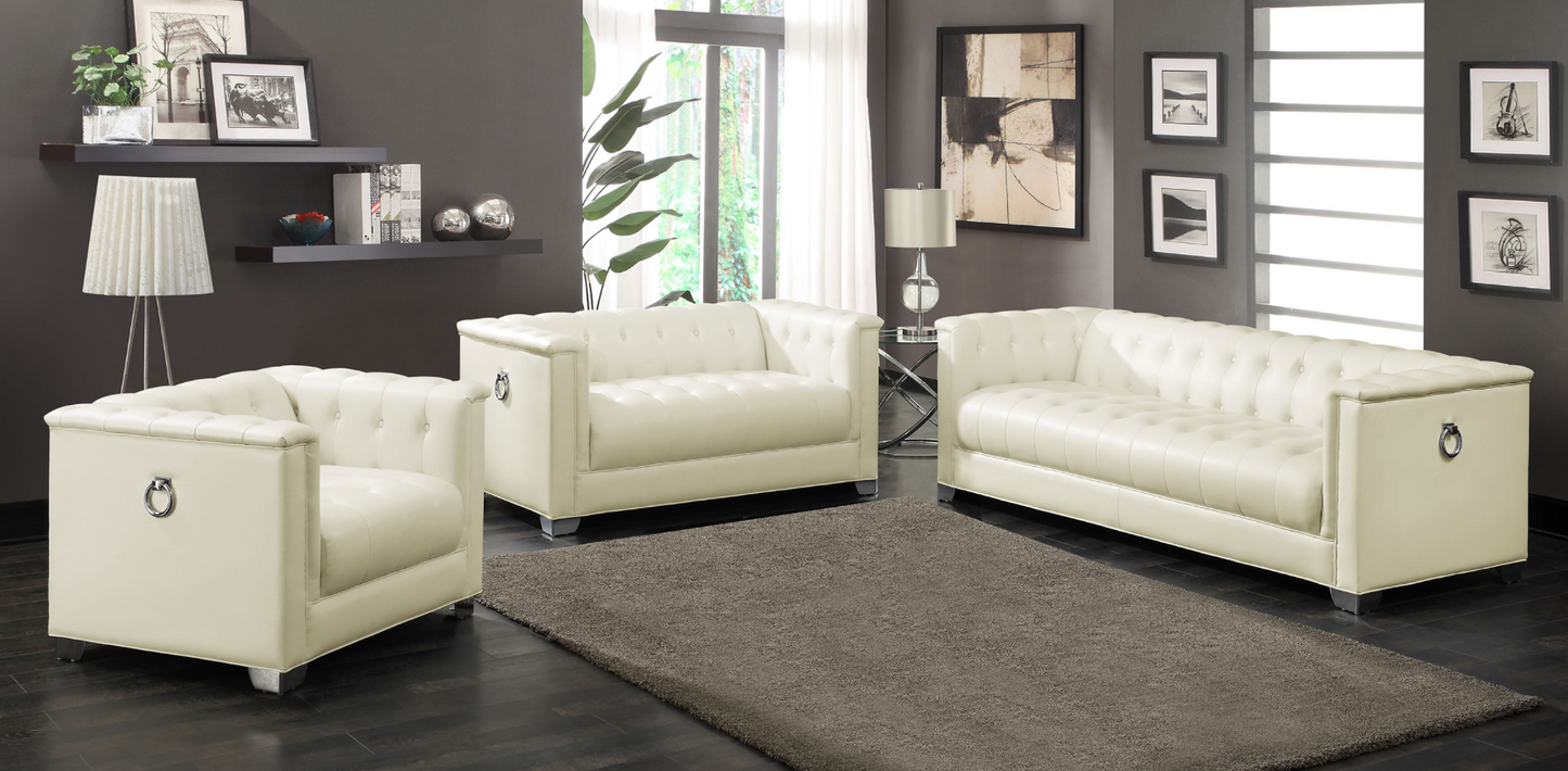 Chaviano 2-piece Upholstered Tufted Sofa Set Pearl White