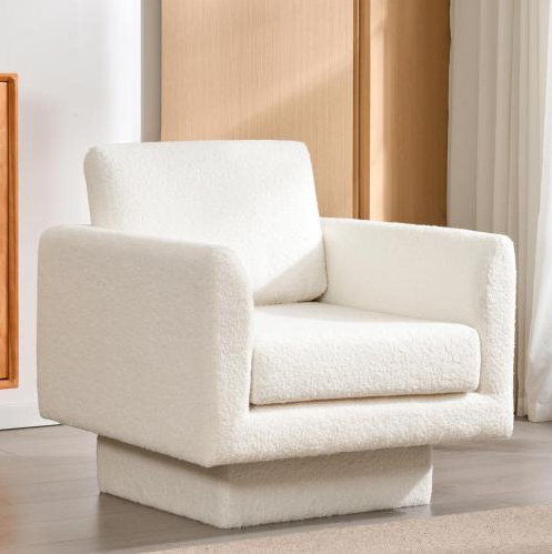 Roman 360° Modern Sherpa Upholstered Swivel Accent Club Chair 4 Colors