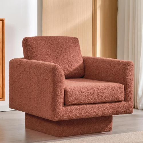 Roman 360° Modern Sherpa Upholstered Swivel Accent Club Chair 4 Colors