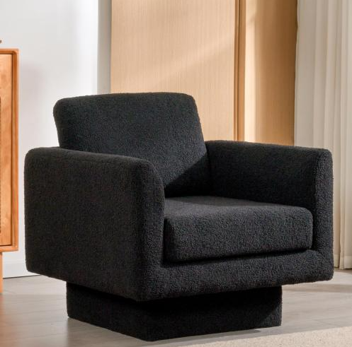 Roman 360° Modern Sherpa Upholstered Swivel Accent Club Chair 4 Colors