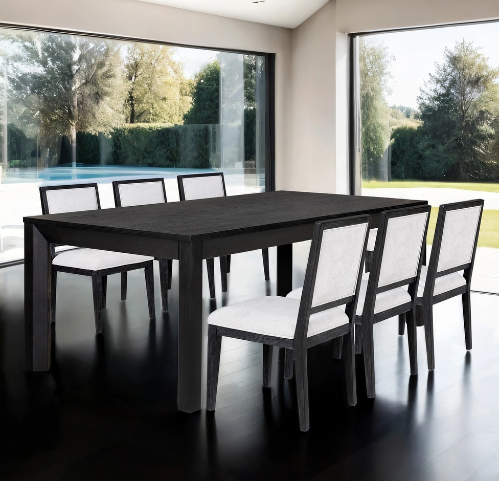 Hatton Cross 7 Piece Modern Dining Set in Weathered Black & White