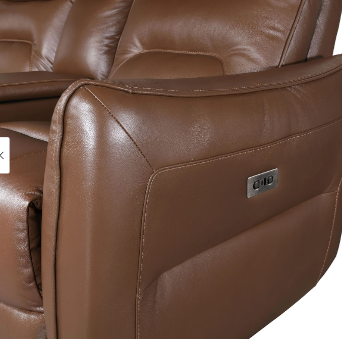 Terentius Contemporary Power Reclining Sofa, Caramel Brown