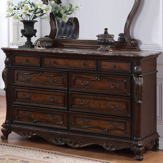 Ventresca Traditional 9-Drawer Dresser with Sintered Stone Top