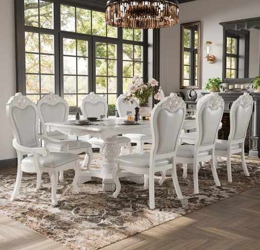 Manzanita Traditional 9PC Double Pedestal Dining Set - White