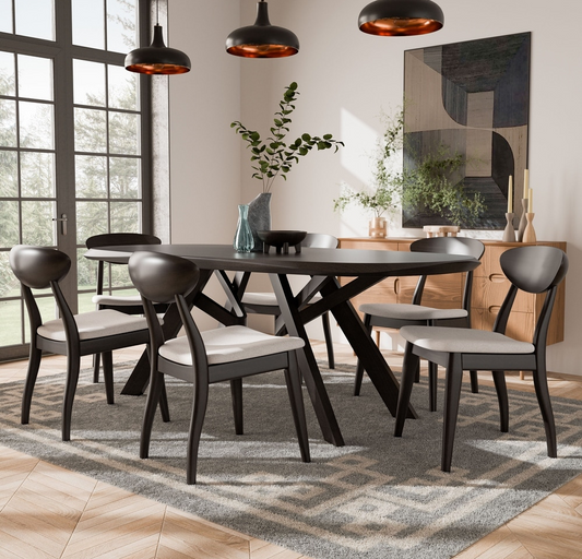 Sargens 7-Piece Black Hand Finished Dining Set