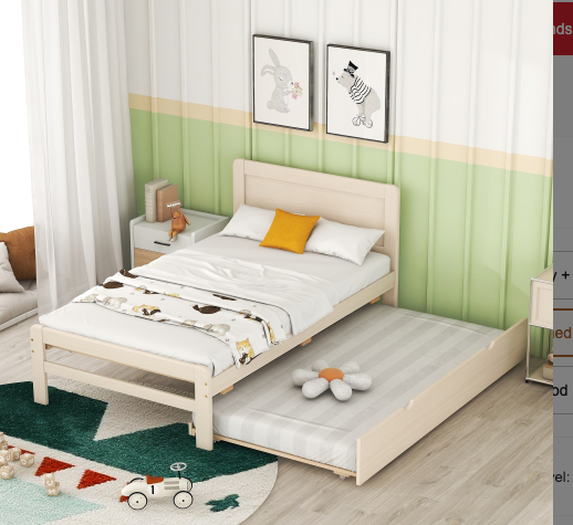 Stonea Twin Size Wooden Bed with Trundle 3 Colors