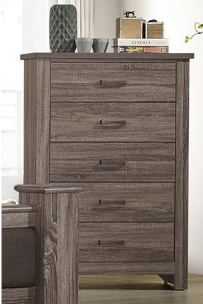 Poundex American Contemporary Style 5 Drawer Chest in Brown - F5479