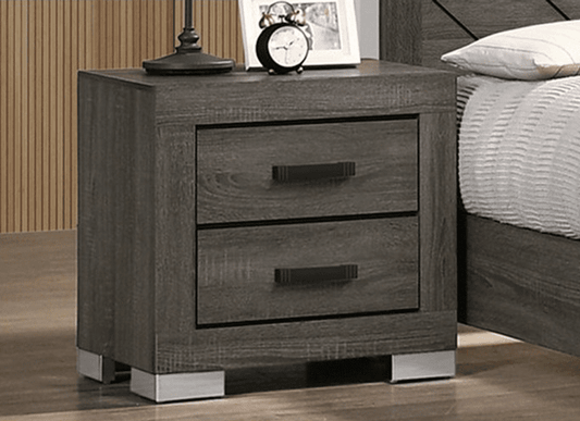 Poundex Contemporary Design 2 Drawer Nightstand in Gray - F5491