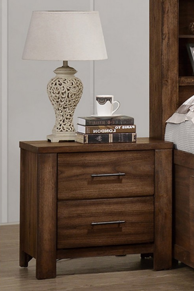 Poundex Contemporary Design Brown 2 Drawer Nightstand - F4881