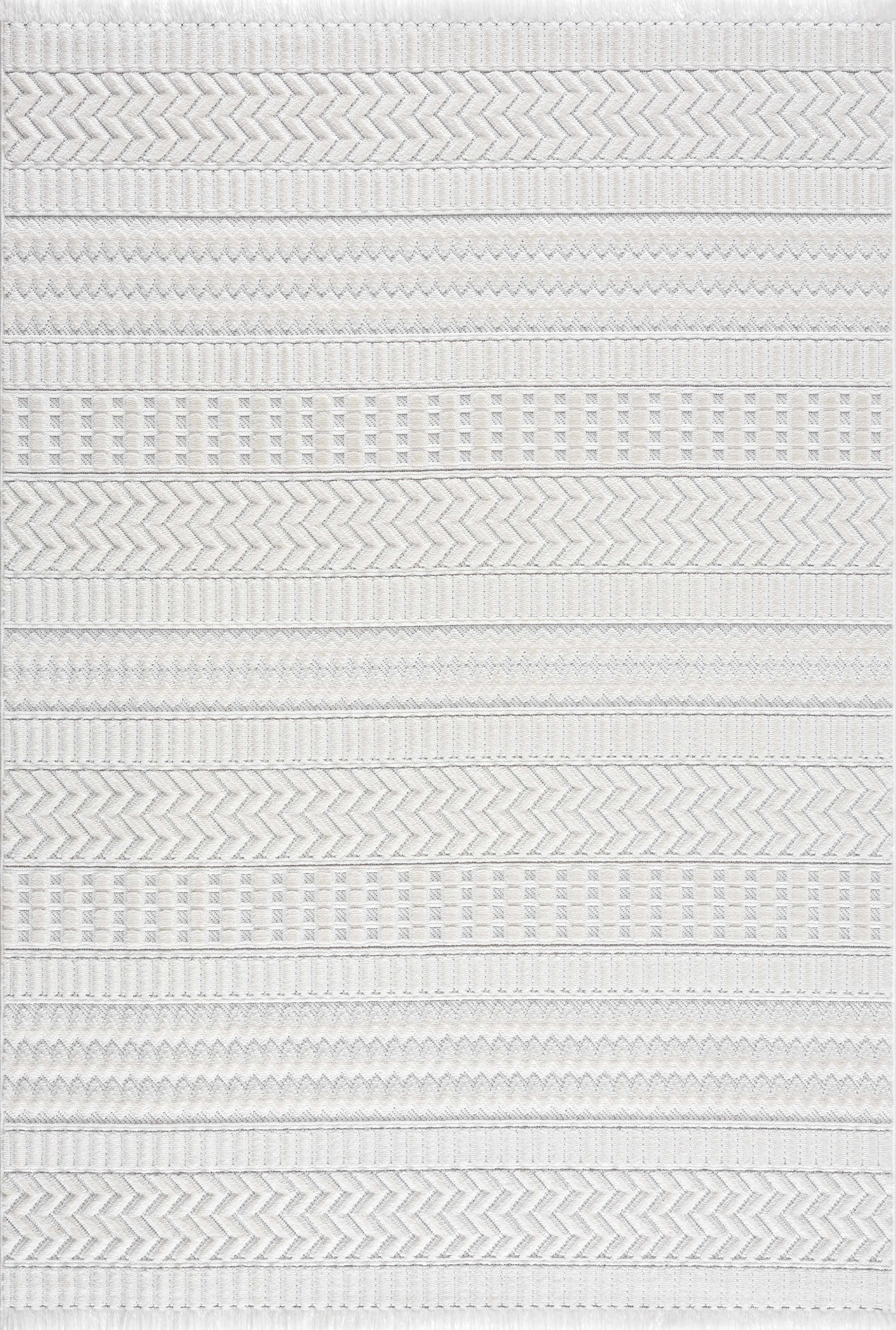 Cira Textured Fringed White Rug - Limited Edition