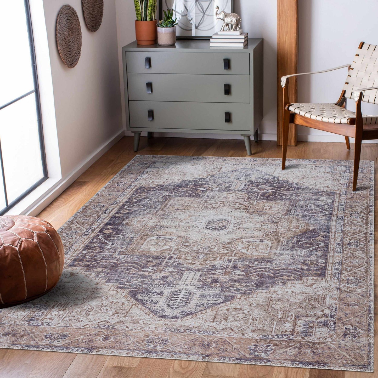 Beige Rosman Washable Area Rug - Clearance