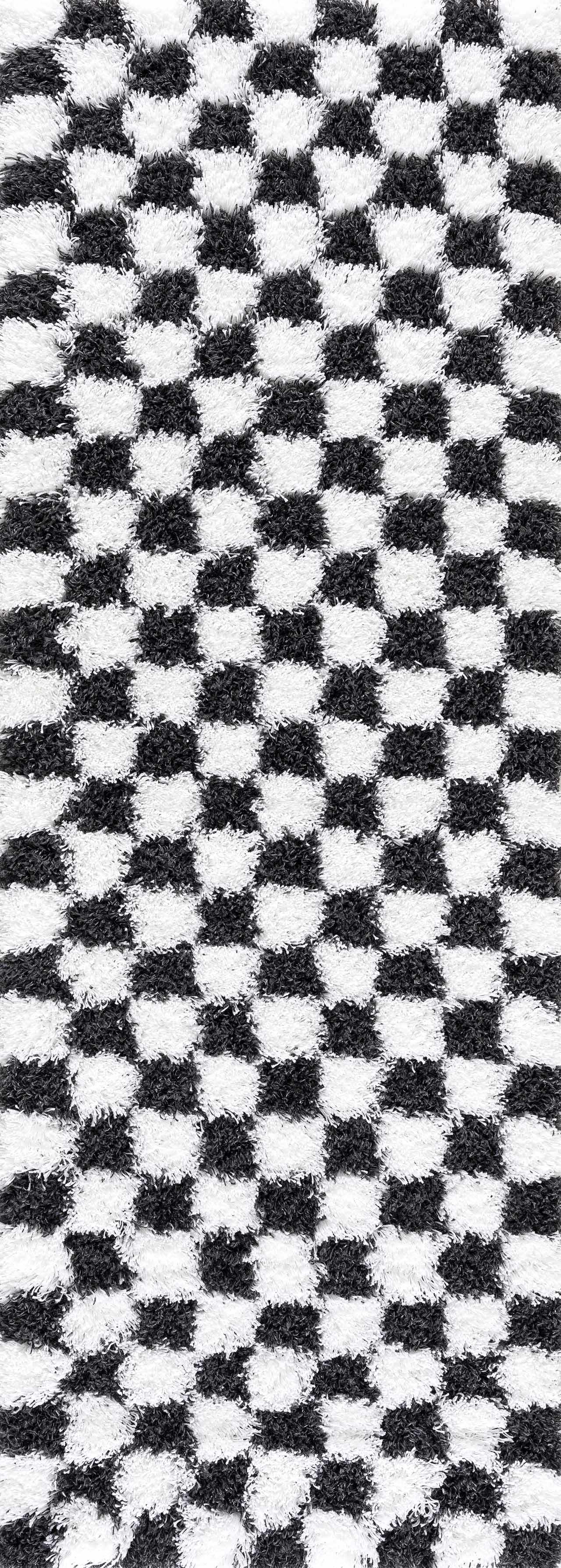 Atira Black & White Checkered Area Rug