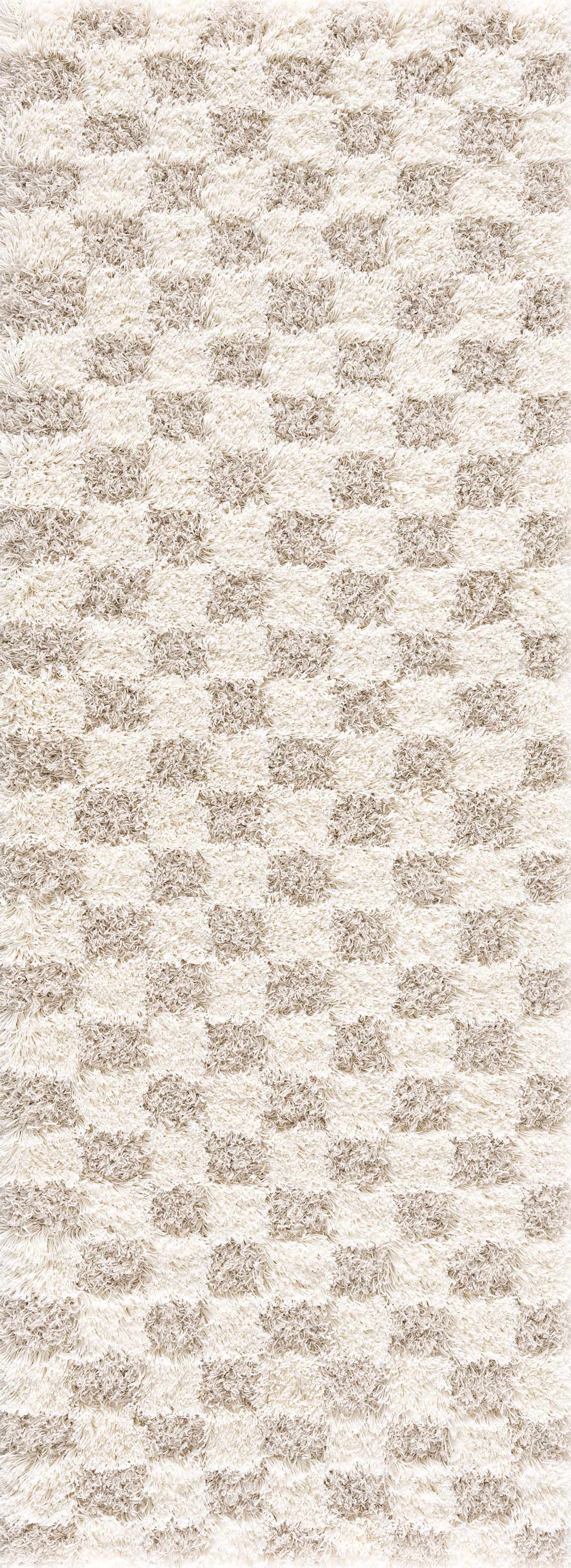 Atira Light Brown Checkered Area Rug