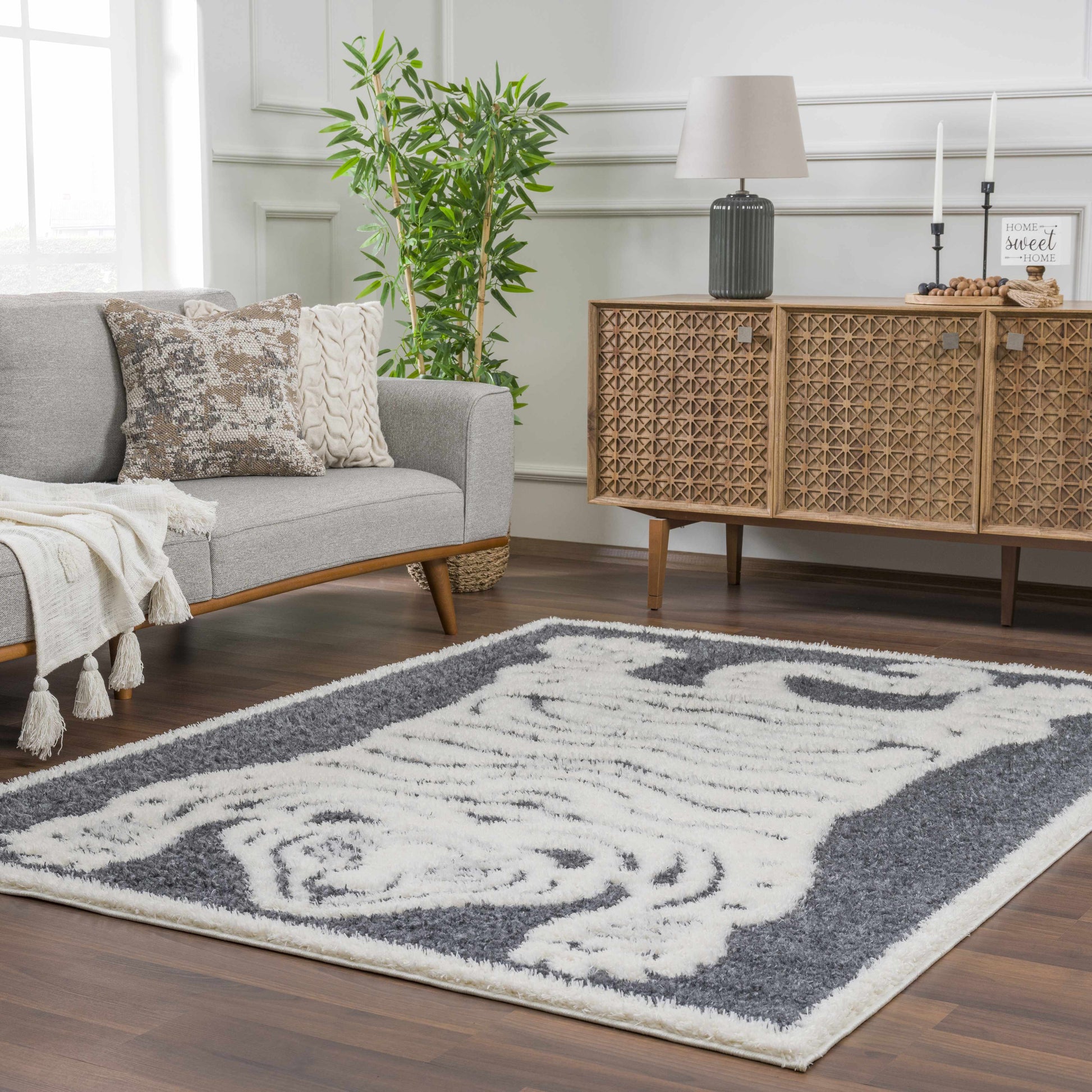 Zane Charcoal Tibetan Tiger Area Rug