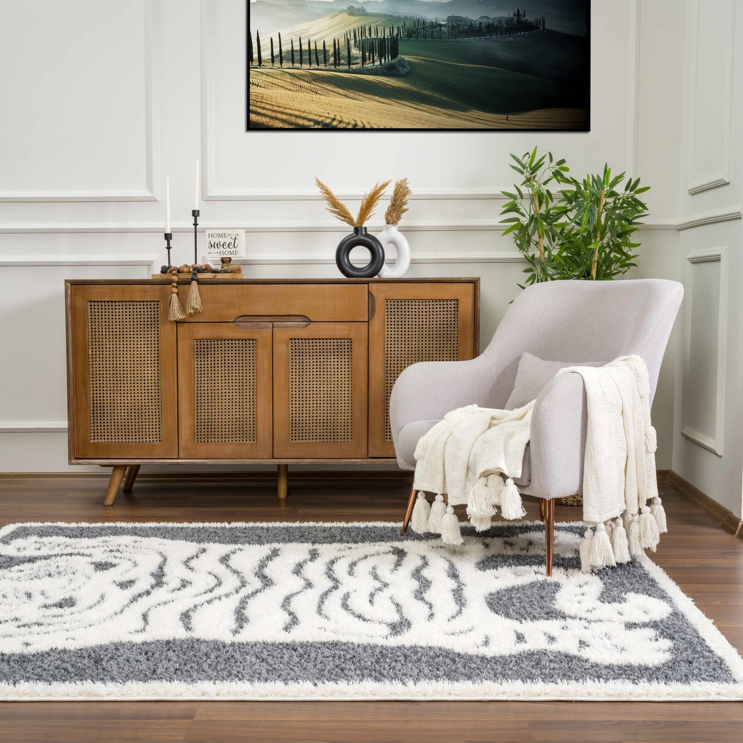 Zane Charcoal Tibetan Tiger Area Rug