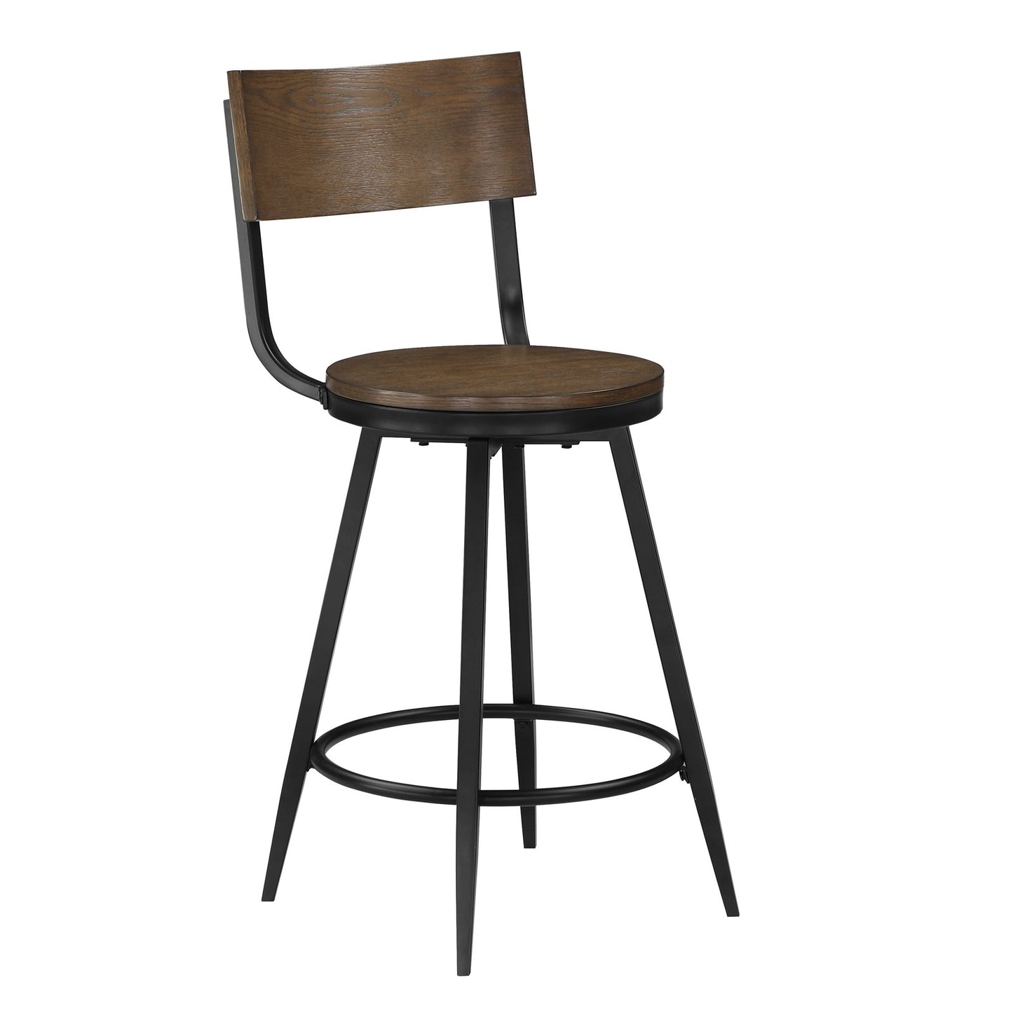 Devon Brown Wood and Metal Swivel Stool