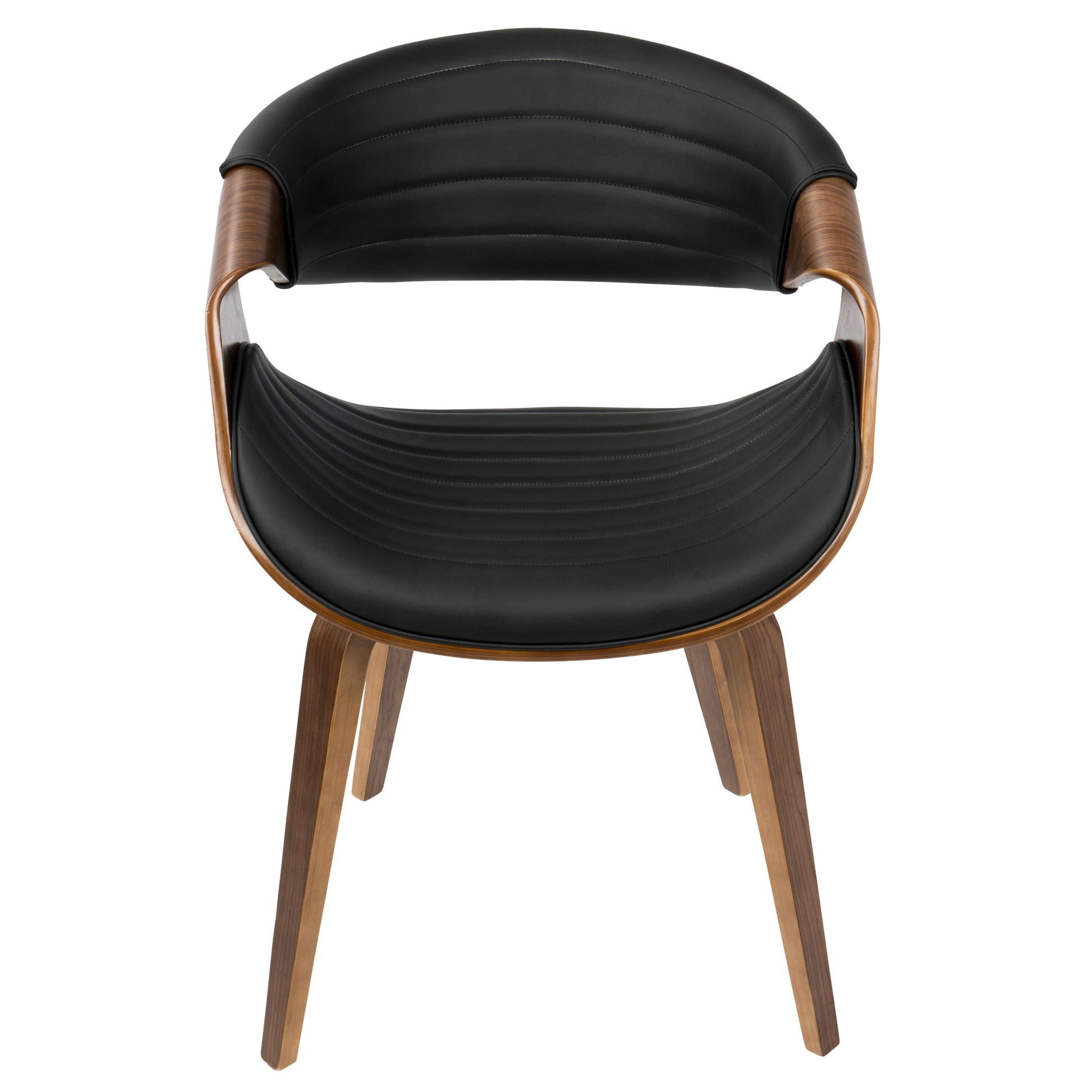 Symphony Mid-Century Modern Dining/Accent Chair in Walnut Wood and Black Faux Leather by LumiSource