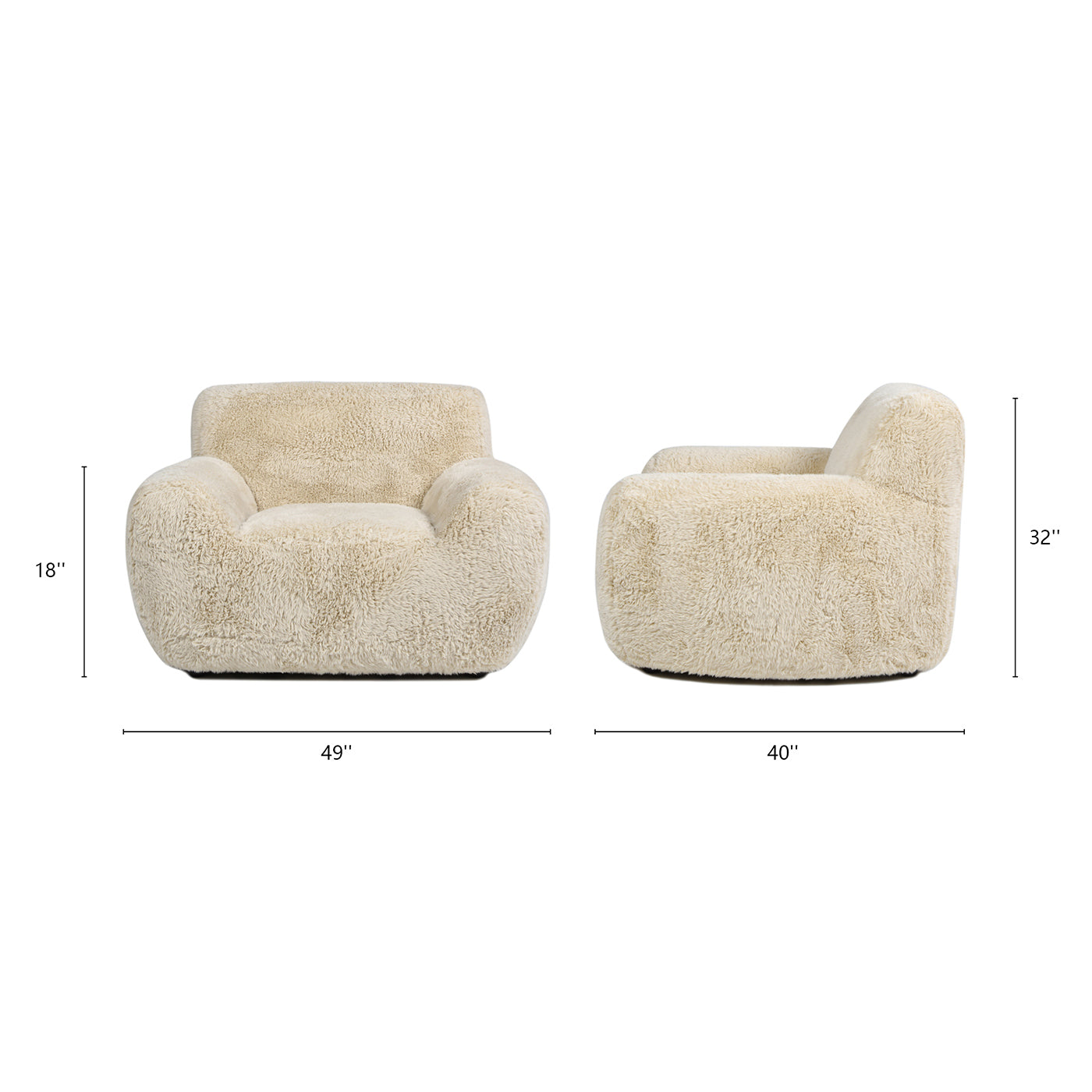 Summit 49' Faux Sheepskin Overstuffed Arm Chair, Cream Beige Faux Fur