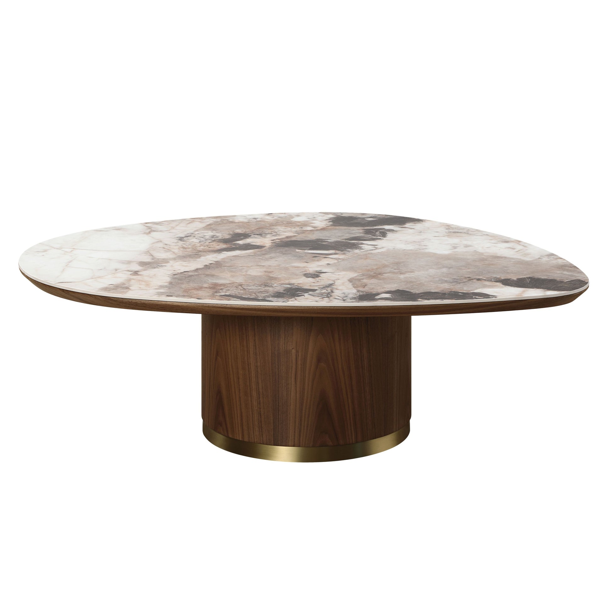 Willene Creamic Top & Walnut Finish Coffee Table