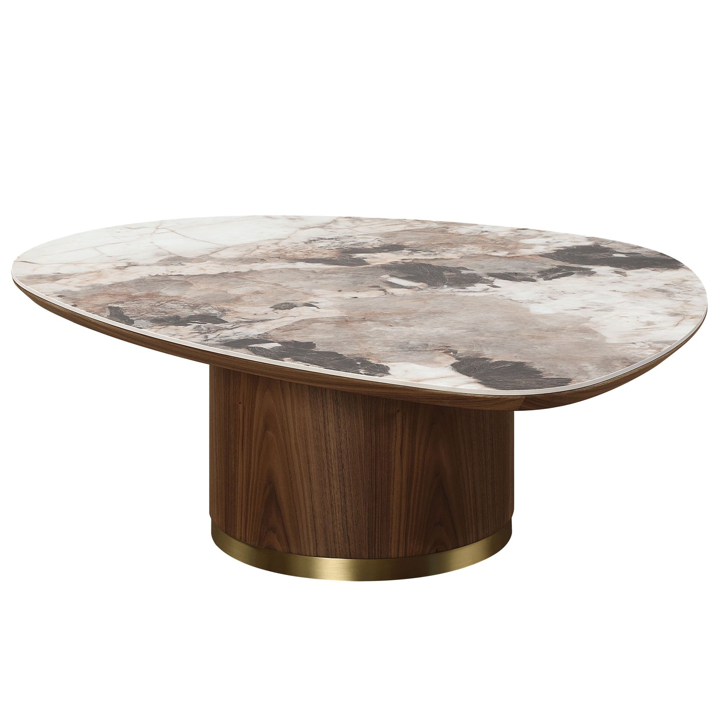 Willene Creamic Top & Walnut Finish Coffee Table