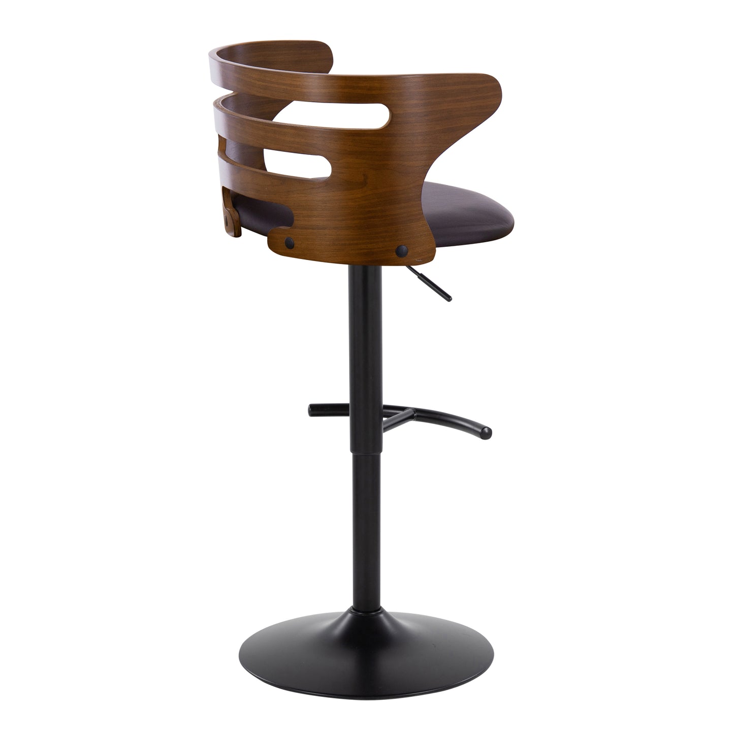 Cosi Mid-Century Modern Bar Stools with Leatherette Padded Seat Set of 2 Walnut