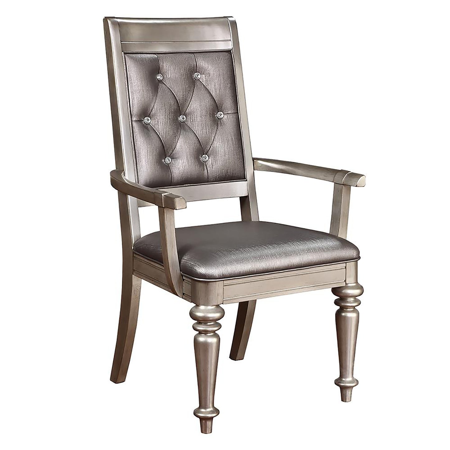 Danette Metallic Platinum and Metallic Open Back Arm Chair Set of 2