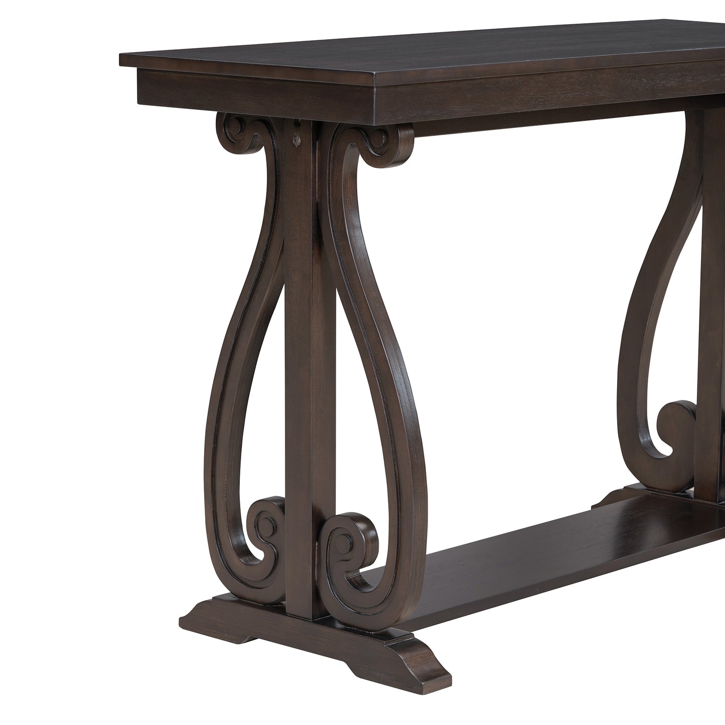 Zelene 48" Rustic Farmhouse Console Table with Lower Shelf, Espresso