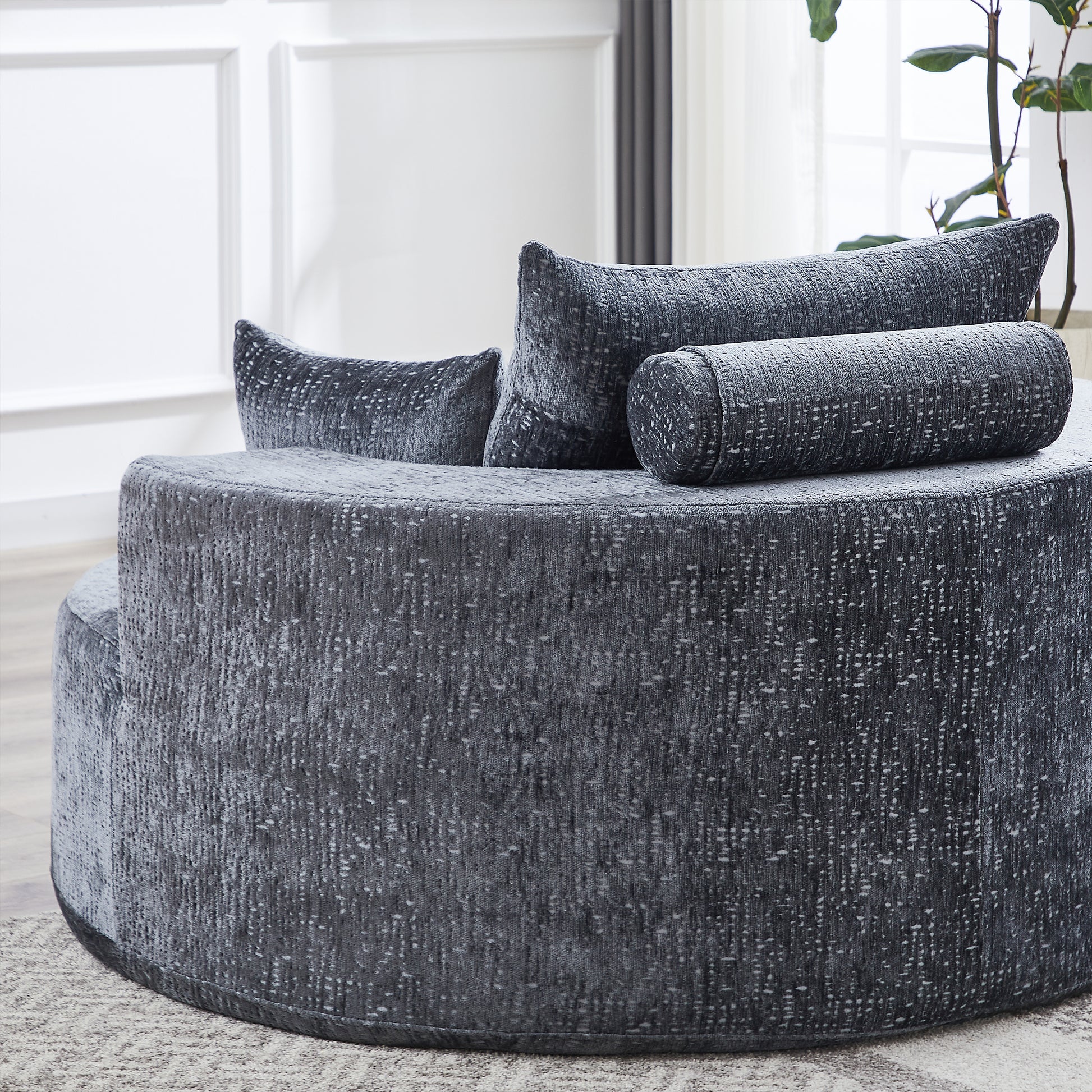 Fluffy Comfort: 55'' Chenille Grey Sponge Modern Sleeper Chair for Any Space