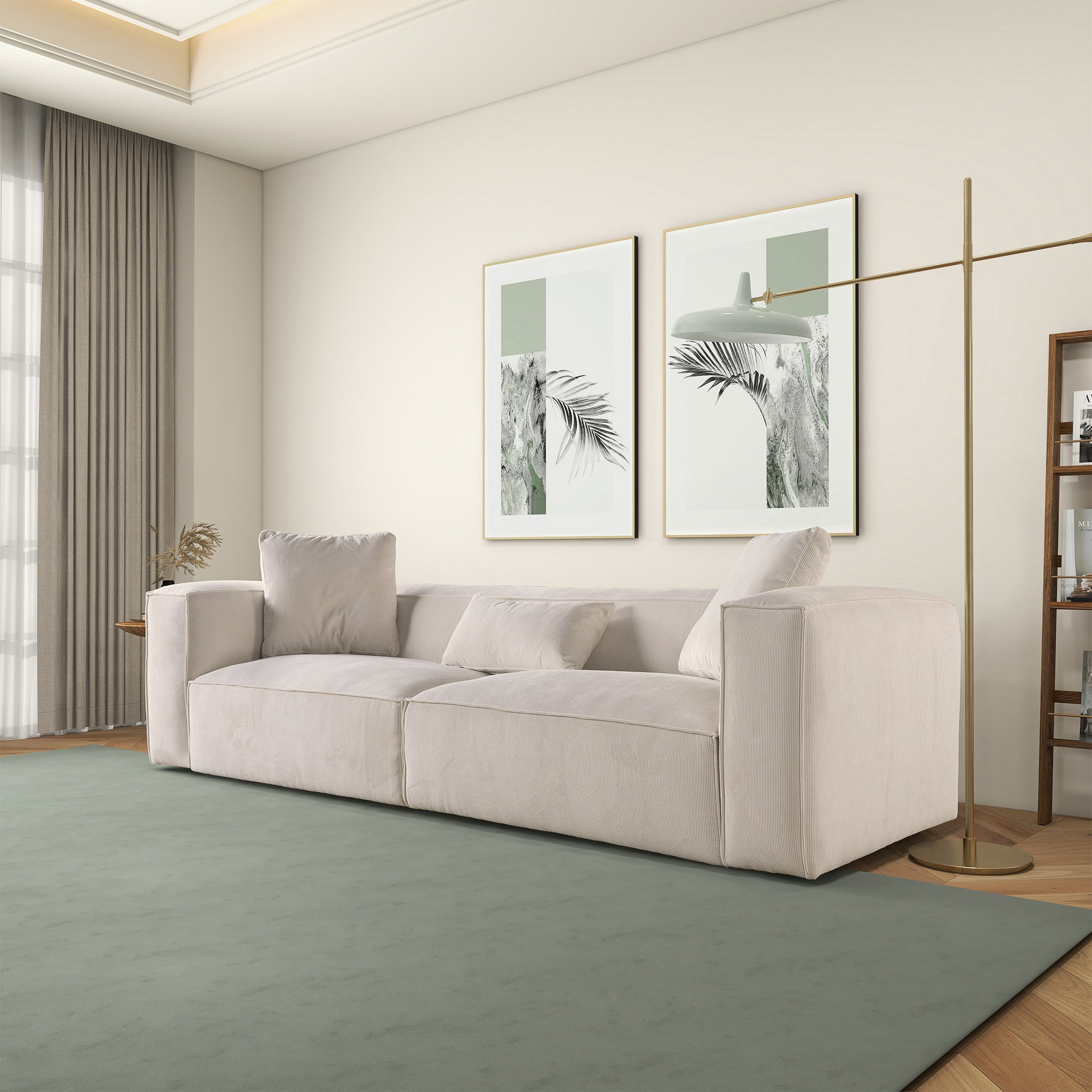 Conner 110" Modern Cream Corduroy Sofa