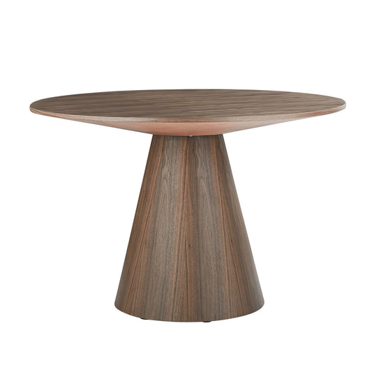 Bernard 47" Mid-Century Modern Round Dining Table, Walnut