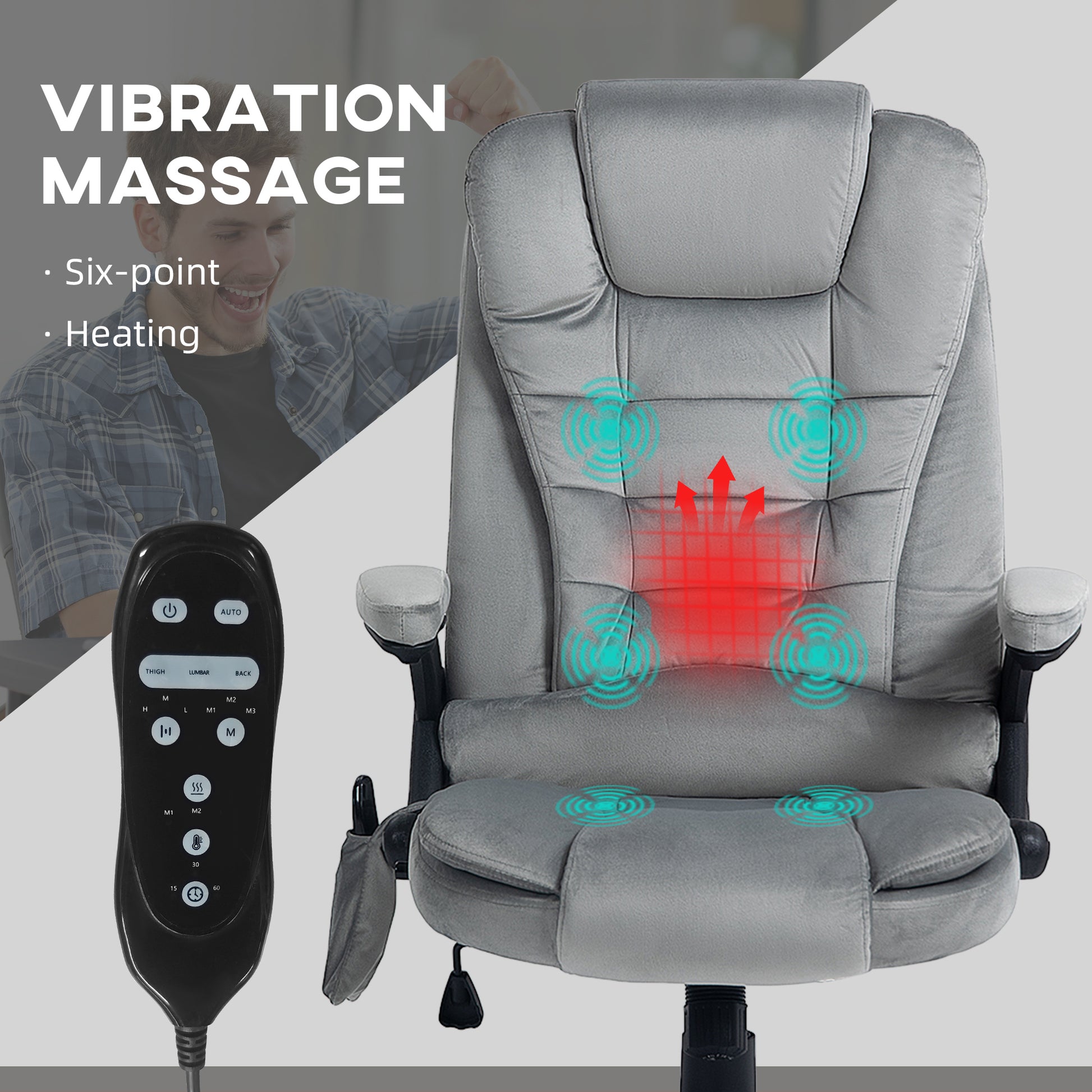 Marcus 6 Point Vibrating Massage Office Chair with Lumbar Heat Gray