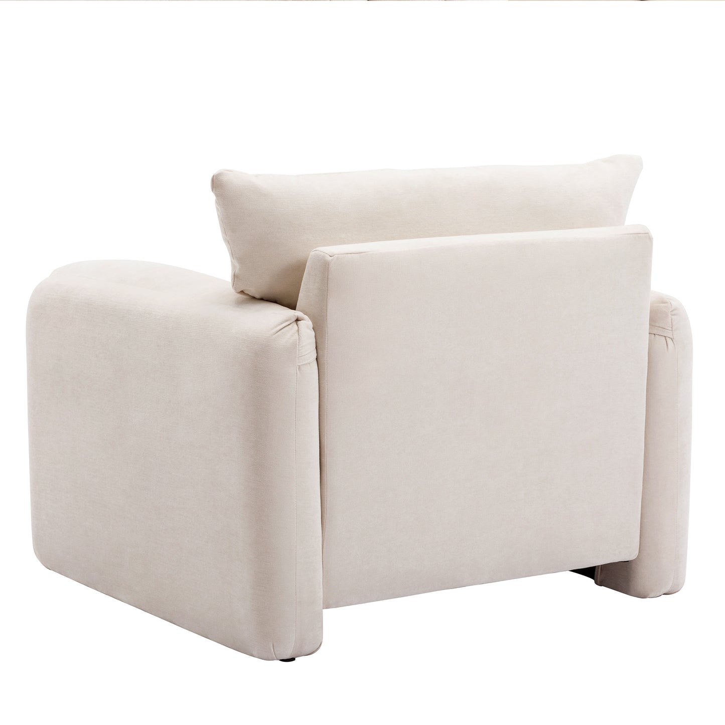 Verla Modern Oversized Chenille Upholstered Armchair, Cream