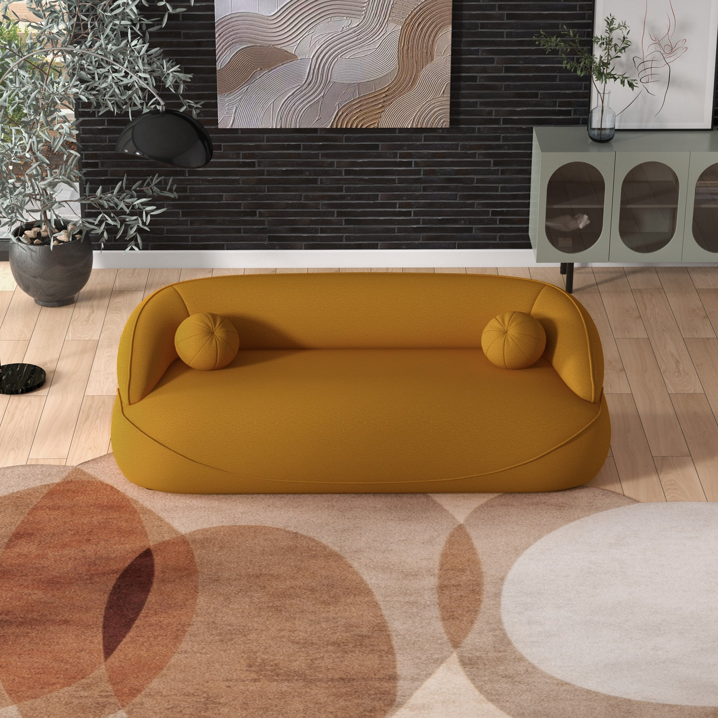 Andrew Modern Mustard Yellow Boucle Sofa