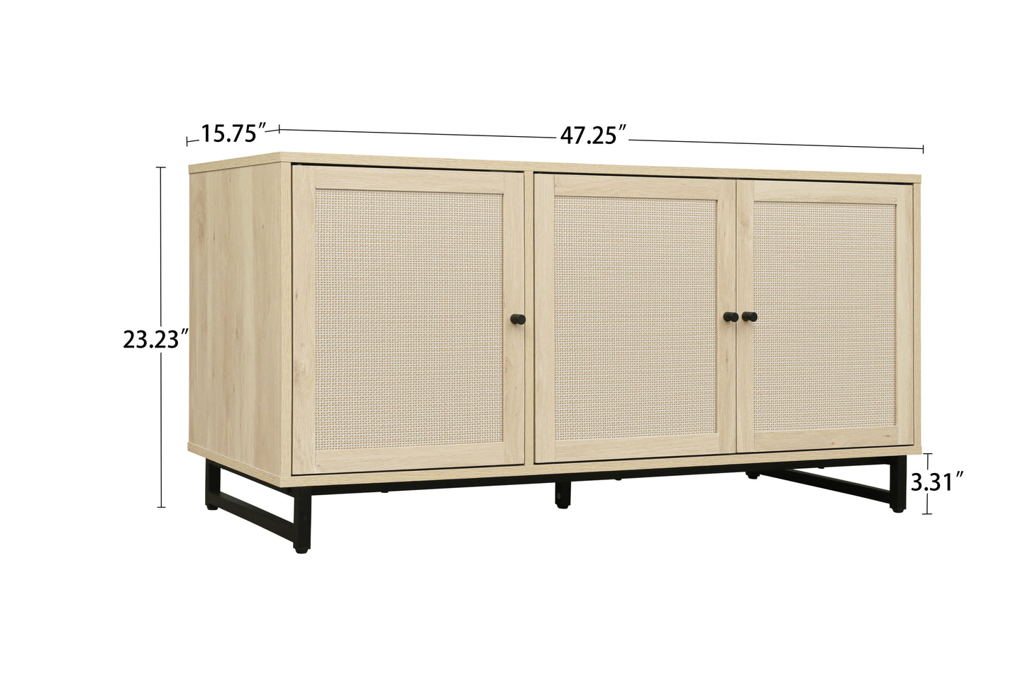 Allen Natural Finish Accent Cabinet with Rattan Fronts