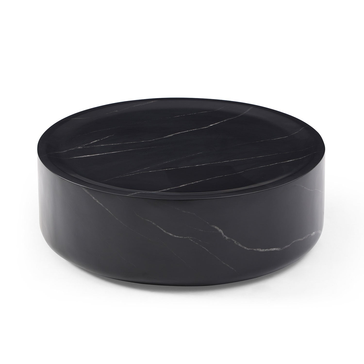 Ianthe 35.43'' Round Faux Marble Coffee Table, Black