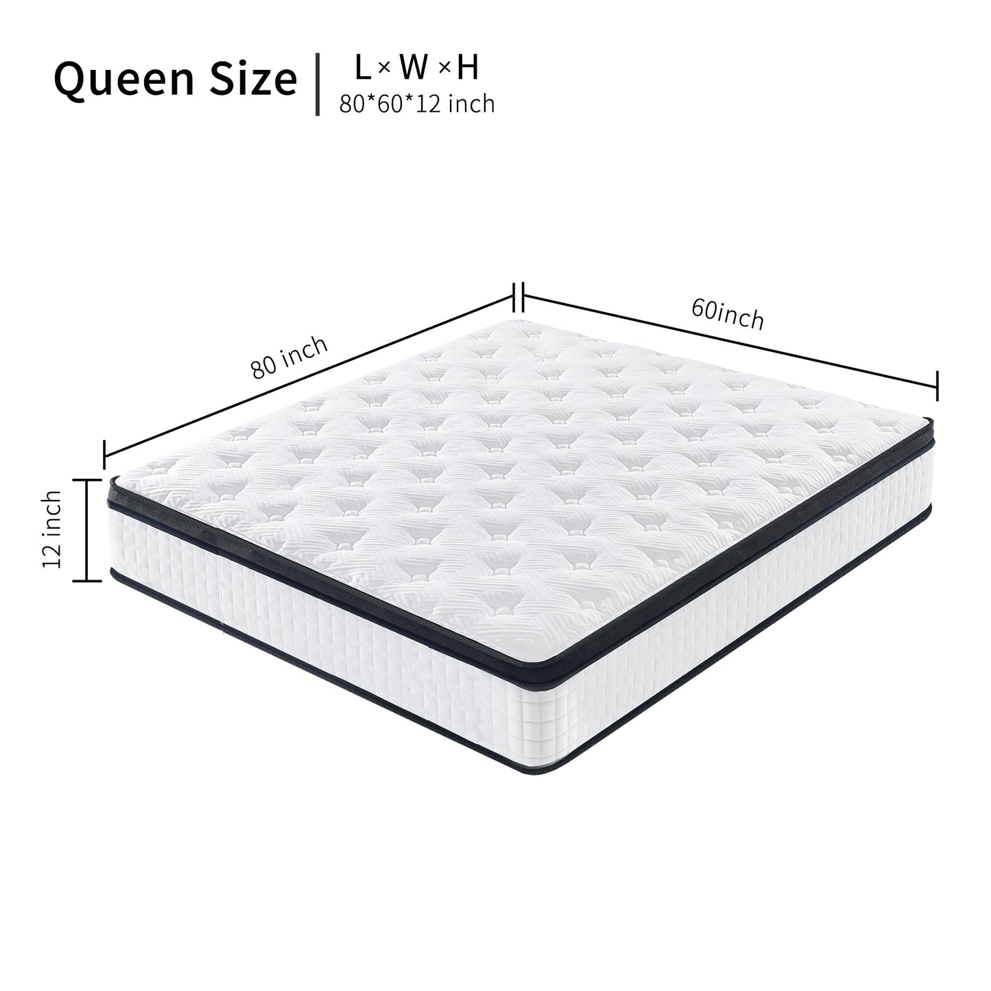 Queen Size 12" OEKO-TEX100 Breathable Mattress