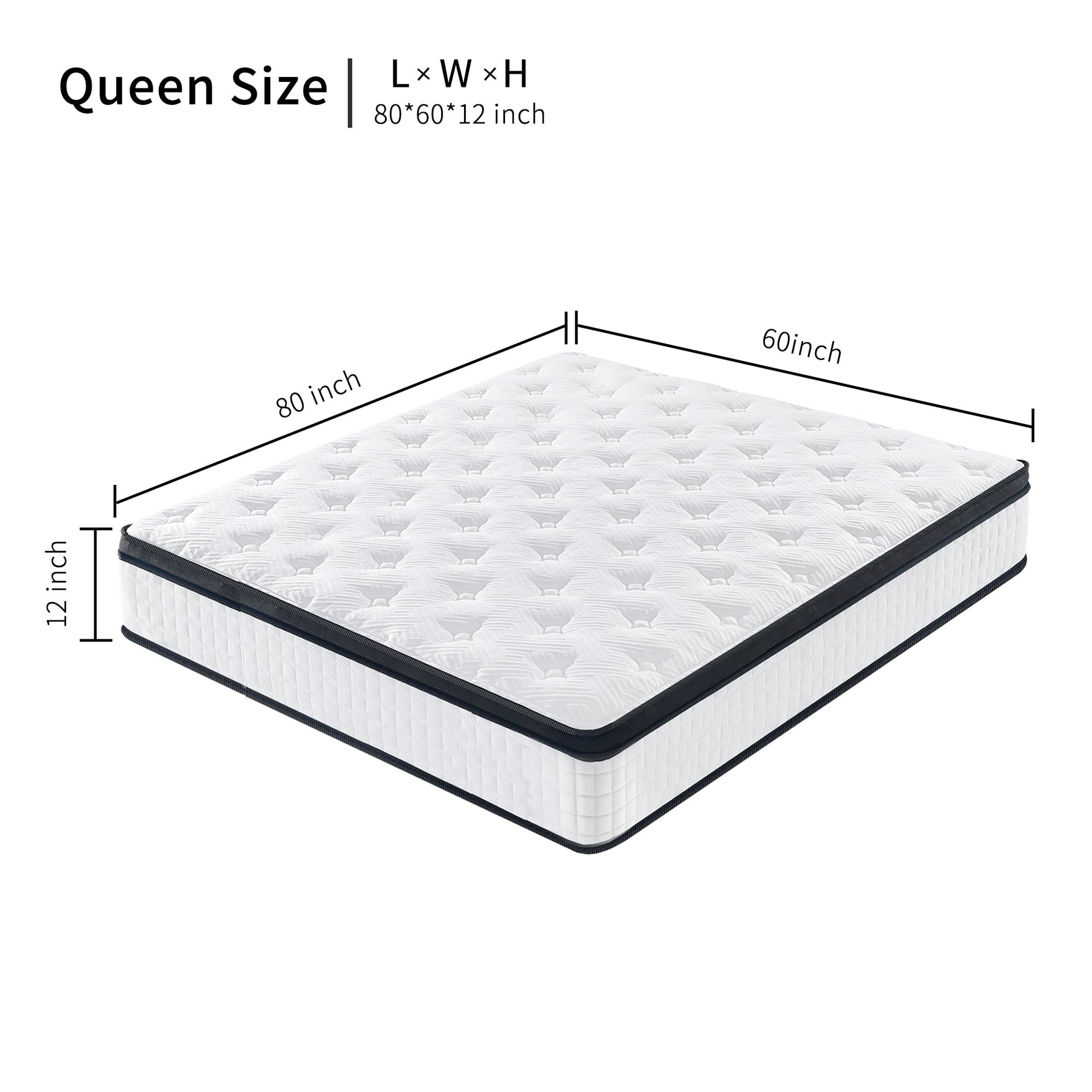 Queen Size 12" OEKO-TEX100 Breathable Mattress