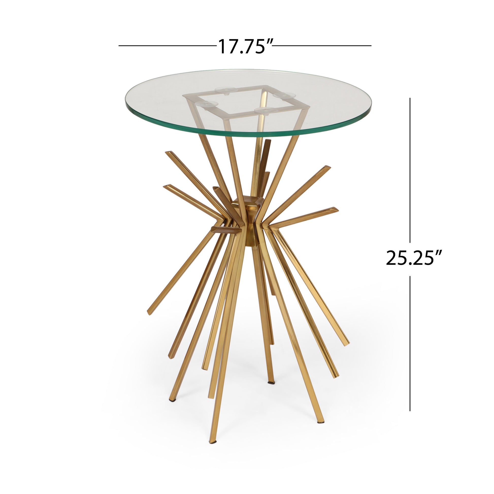 Willow Golden Sunburst Side Table with Glass Top