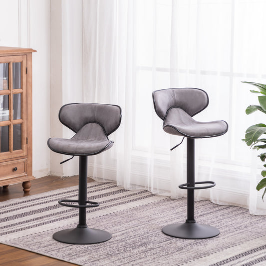 Masaccio Weathered Airlift Adjustable Bar Stools Set of 2 Gray