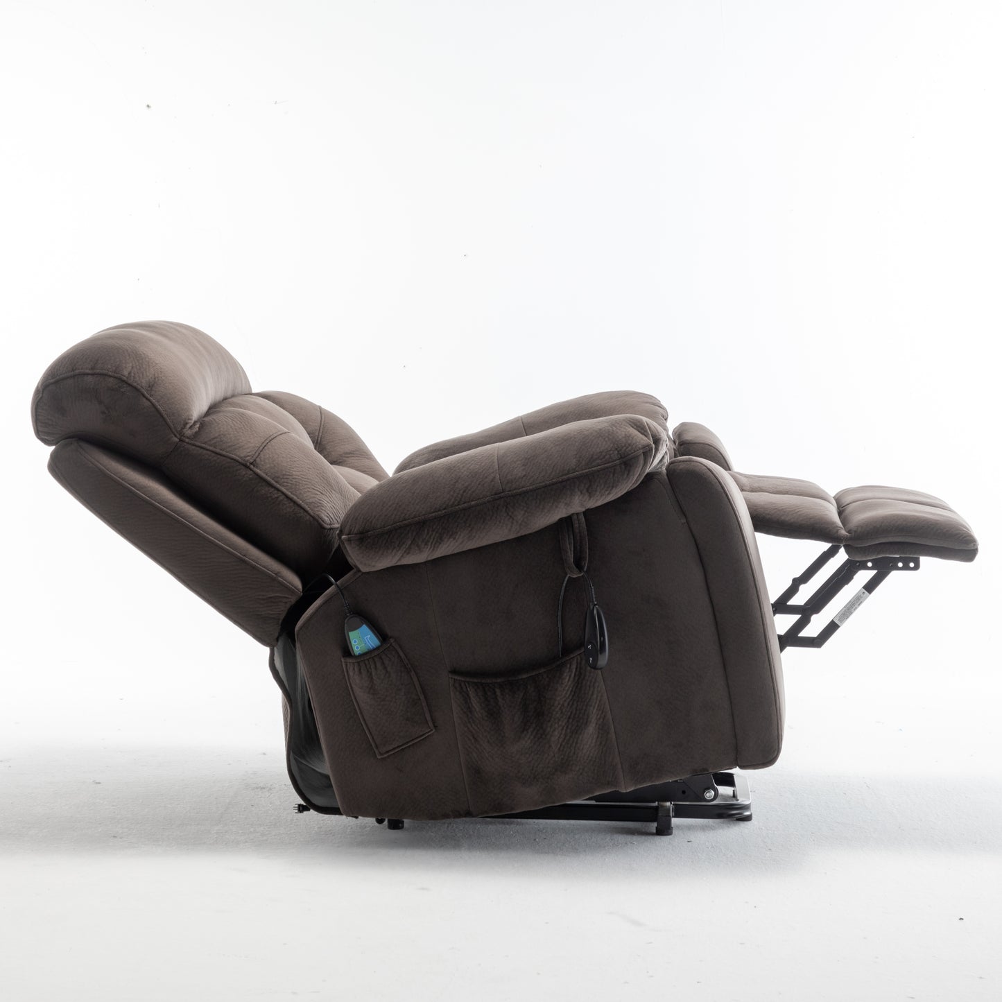 Ophira Velvet Power Lift Chair with Pocket, Brown