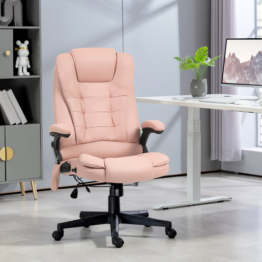 Elvina High Back Executive Office Chair with Massage & Head, Pink