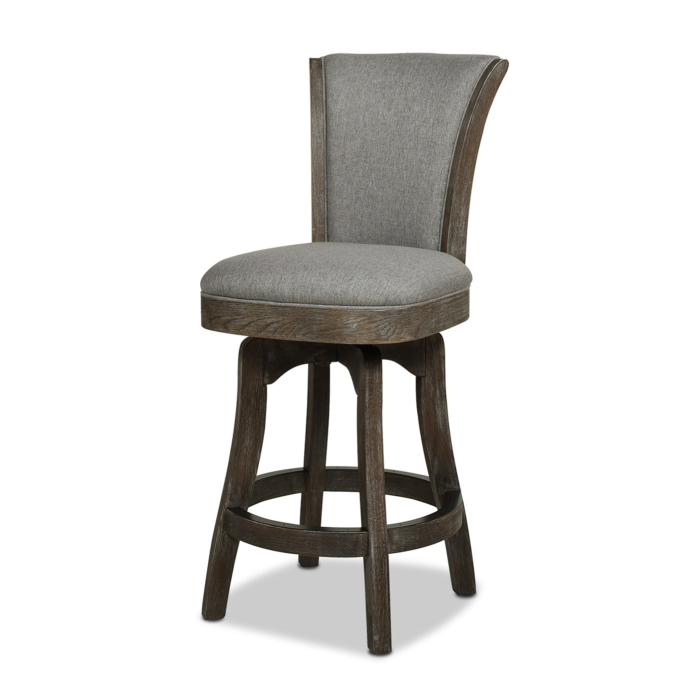 Henry 27” Armless Swivel Counter Height Bar Stool, Heathered Grey Linen