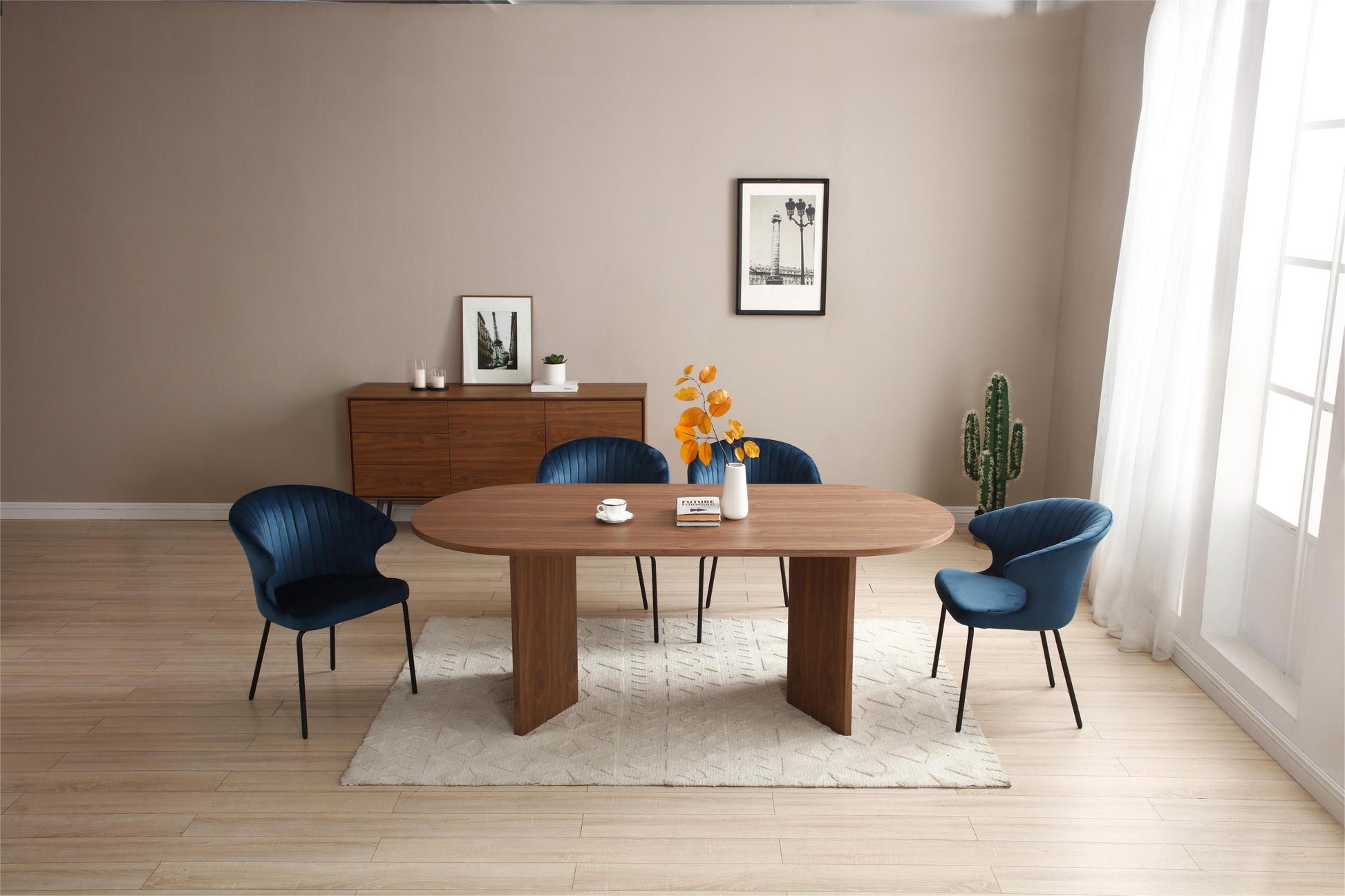 Hazel 78" Modern Dining Table, Walnut